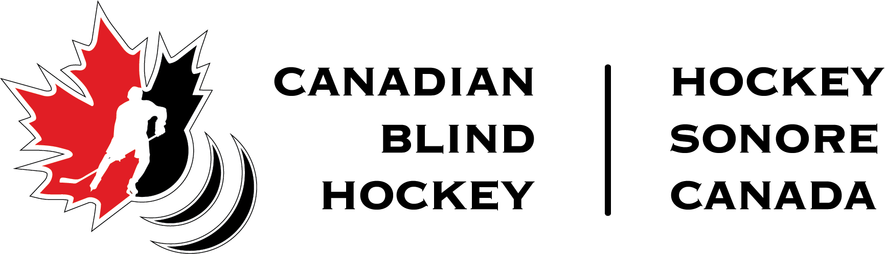 Canadian Blind Hockey logo — a hockey player silhouette over a maple leaf