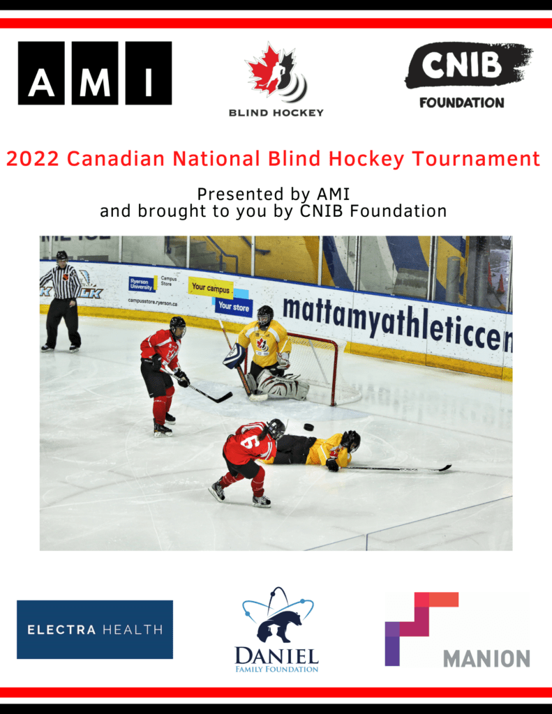 2022 Canadian National Blind Hockey Tournament info schedule poster