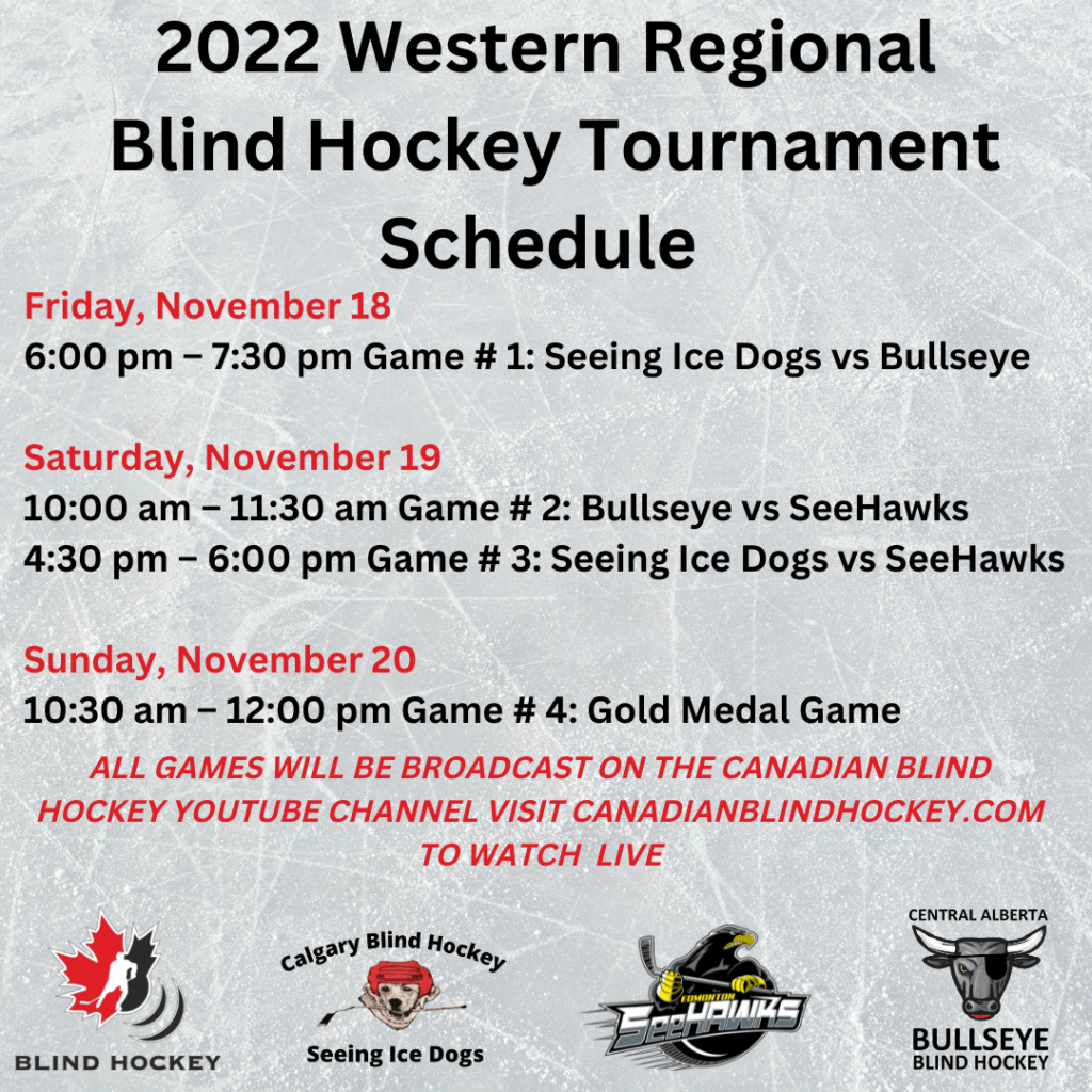 2022 Western Regional Blind Hockey Tournament Schedule
