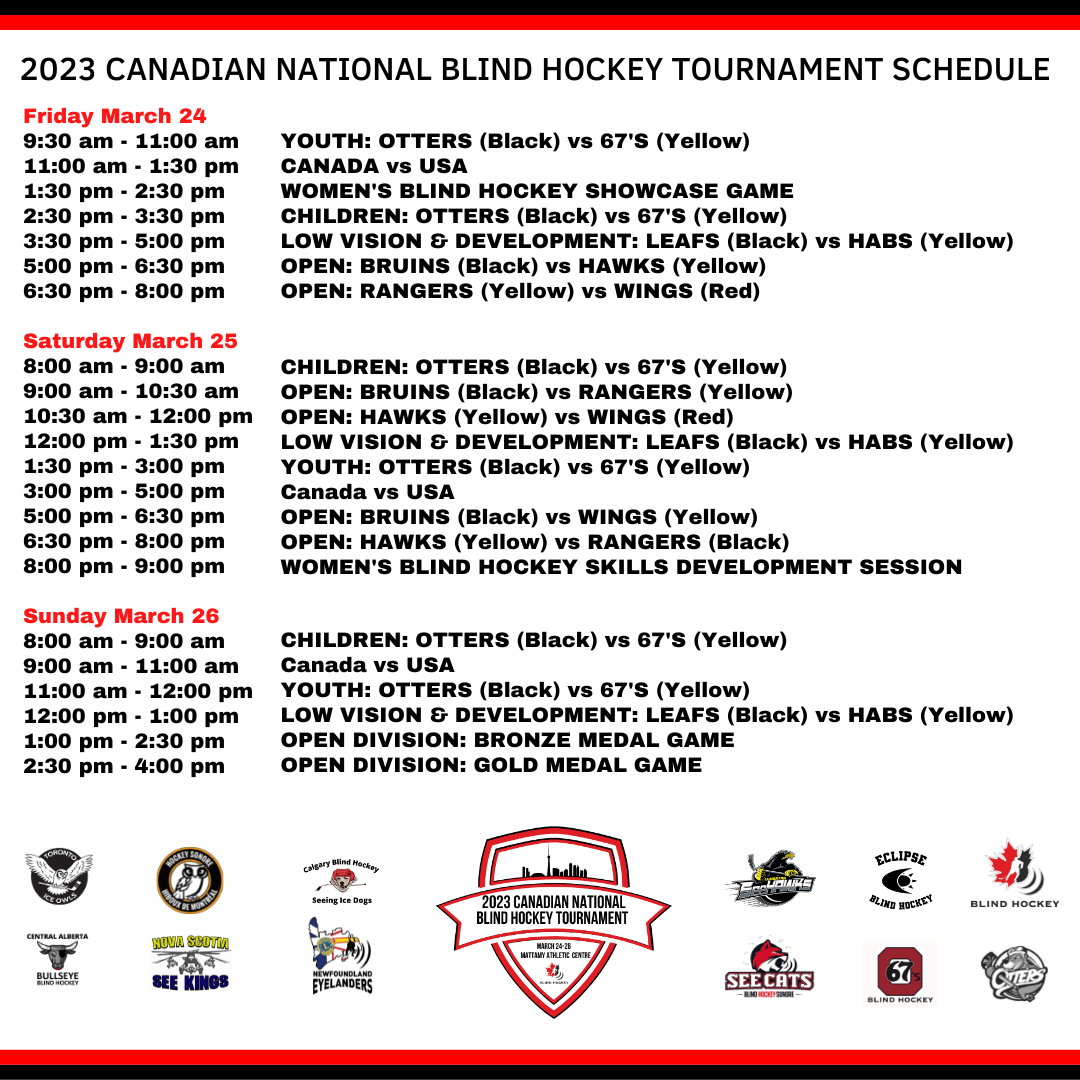 2023 Canadian National Blind Hockey Tournament Returns to Toronto Canadian Blind Hockey