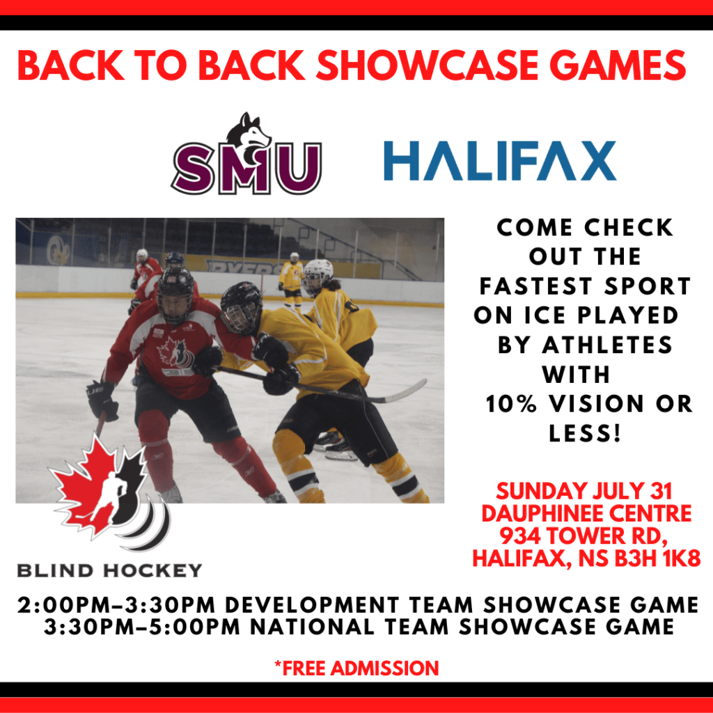back to back blind hockey showcsase game at the 2022 Summer Development Camp in Halifax