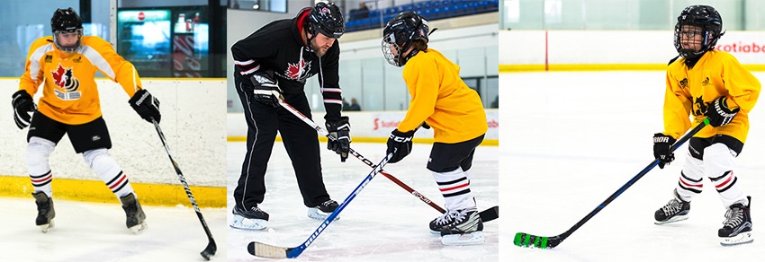 Child and Youth playing blind ice hockey